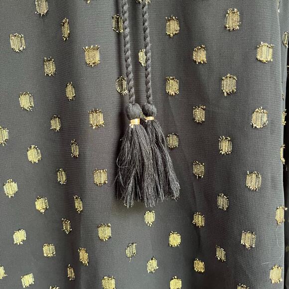 Crown & Ivy Black & Gold Clip Dot Long Sleeve Mini Dress Size L - Picture 4 of 8